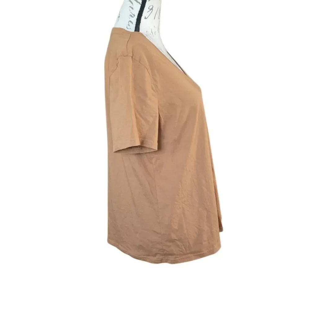 Pact Women's Size Large Tan Organic Cotton V-Neck T-shirt
